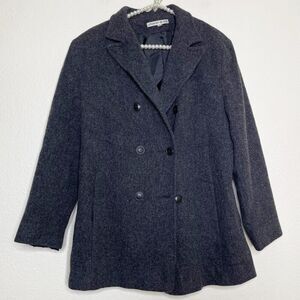Jason Kole Medium Peacoat 100% Wool Gray Double Breasted Lined Jacket Vintage